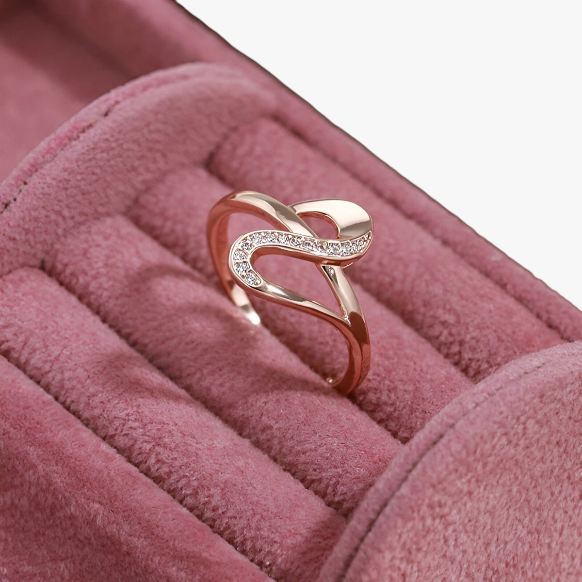 Rose Gold Tone Ring with Fine Zircon Stones