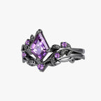 Stapelbare ringenset met dieppaarse stenen