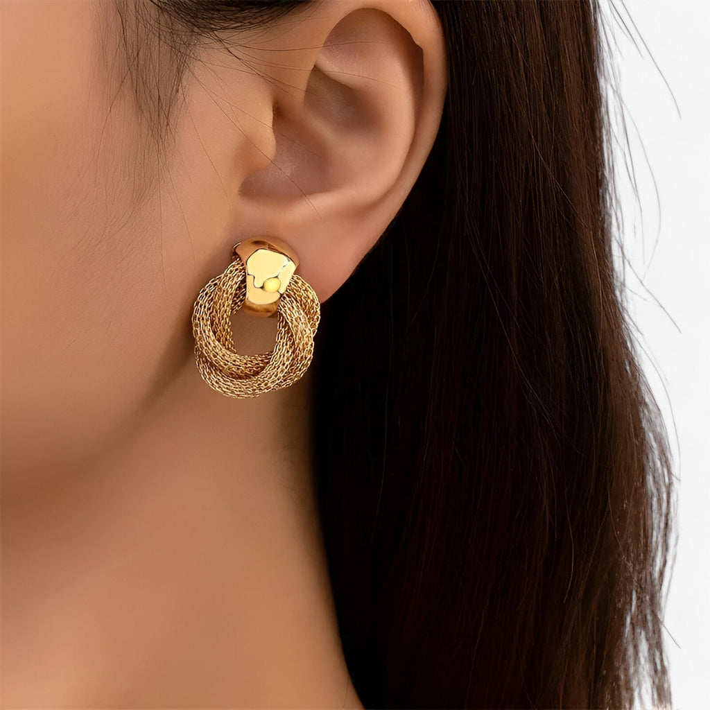 Twisted Vintage-Style Earrings in Gold-Tone