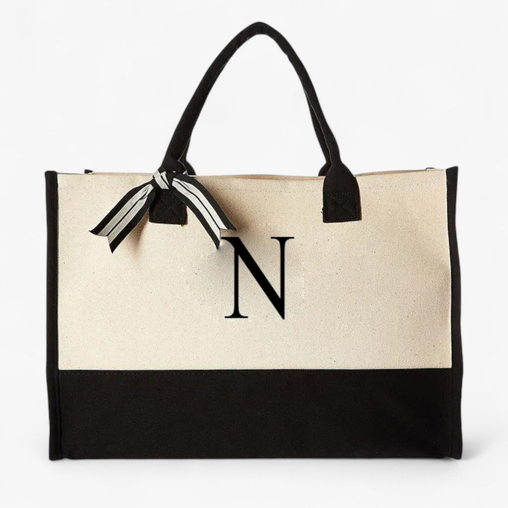 Reusable Canvas Cotton Initial Letter Tote Bag