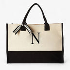 Reusable Canvas Cotton Initial Letter Tote Bag