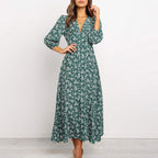All-Over Floral Print Long Sleeve Maxi Dress