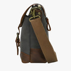 Compact Retro Canvas and Genuine Leather Shoulder Bag