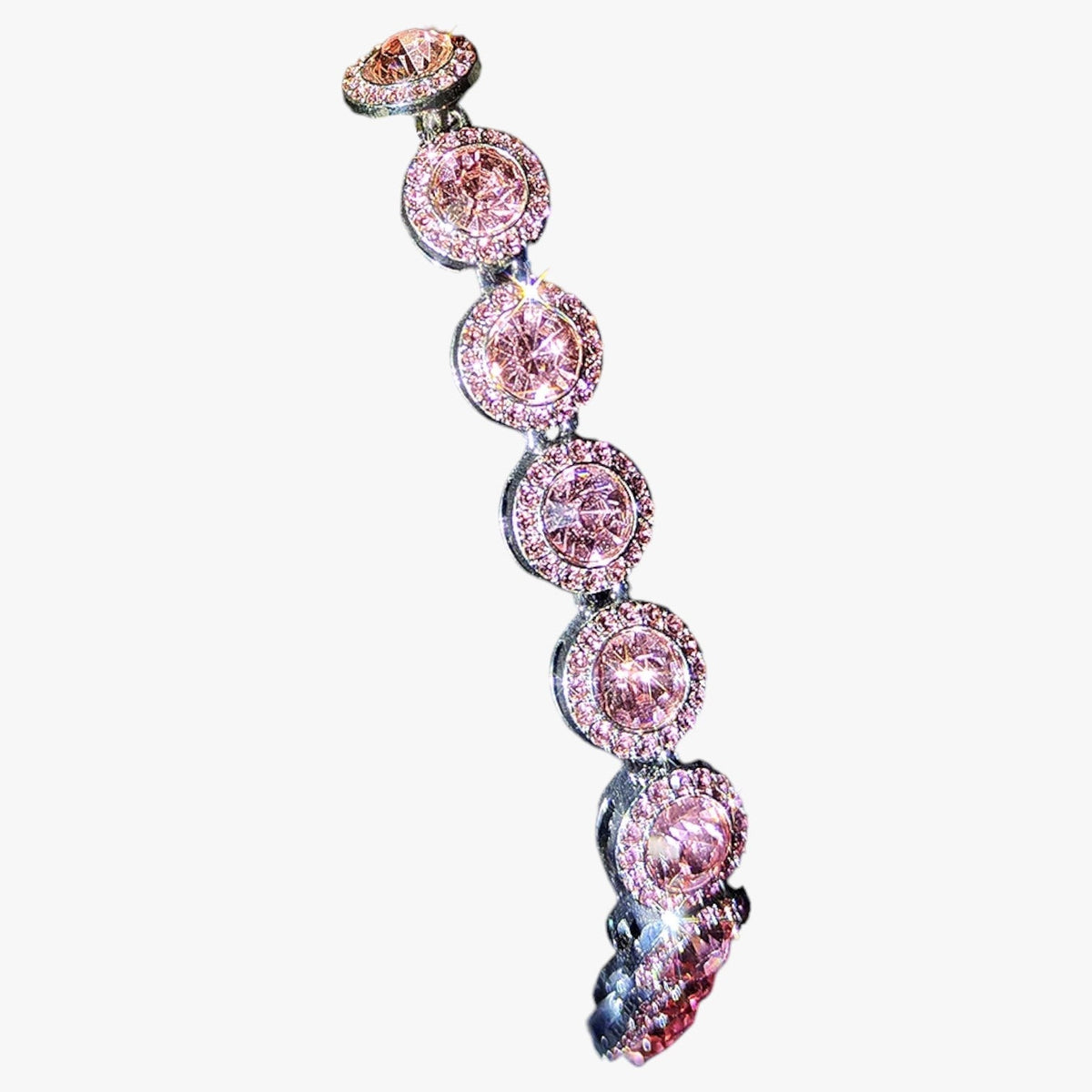 Kristallen tennisarmband met hangende hartbedels