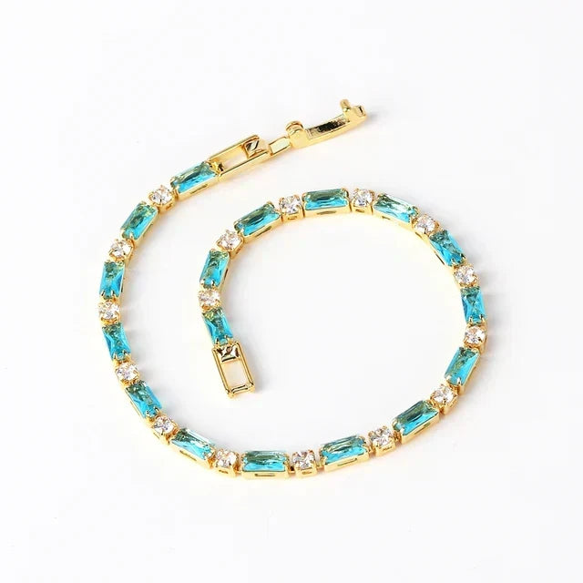 Turquoise Stone Bracelet in Gold Tone