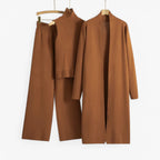 Three-Piece Knit Set with Top, Cardigan and Matching Trousers