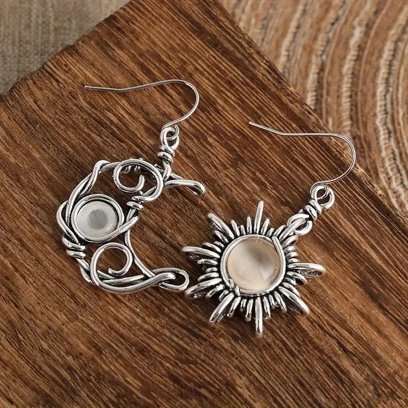Vintage Mismatched Sun and Moon Earrings