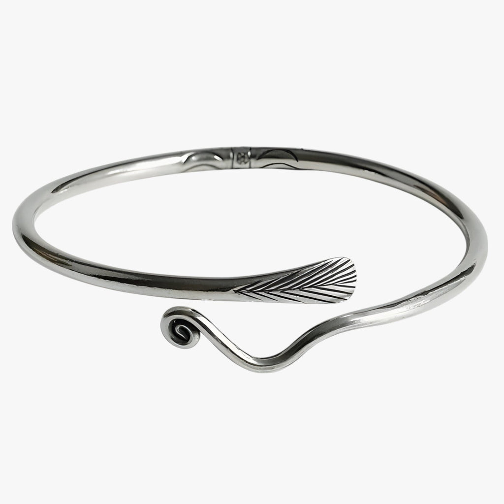 Sterling Silver Bracelet with Gold-Tone Feather Charm