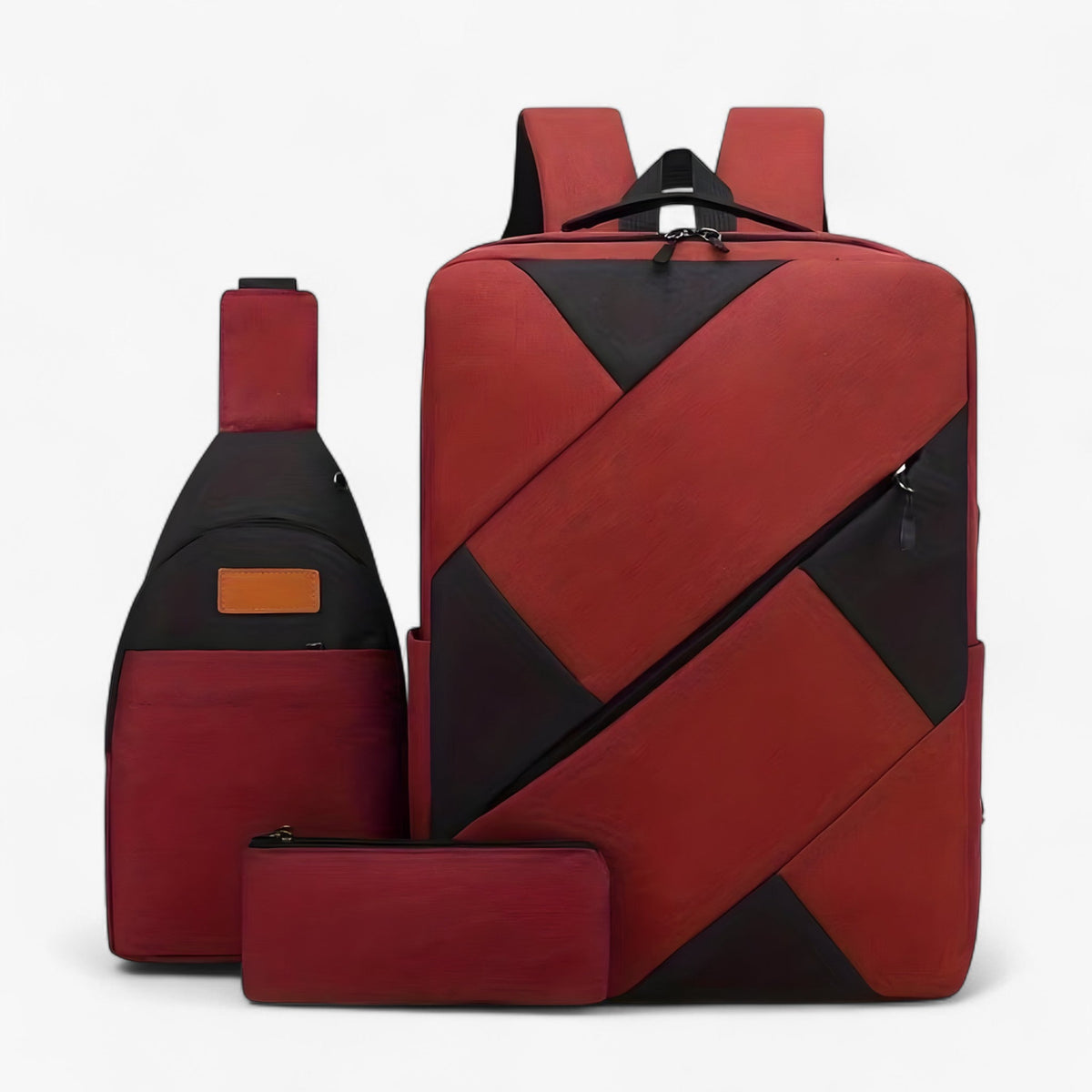 Three-Piece Backpack Set with Matching Clutch and Pencil Case