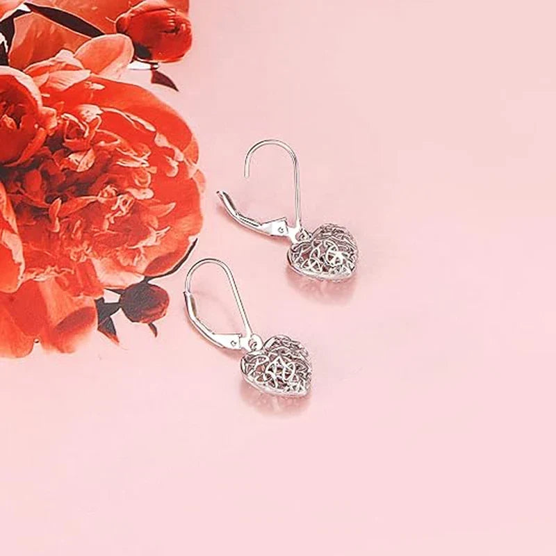Silver-Tone Hollow Heart Earrings