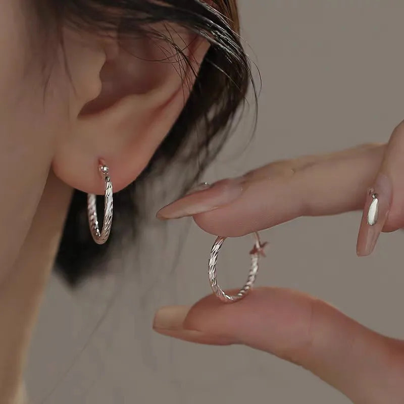 Twisted Silver-Tone Hoop Earrings