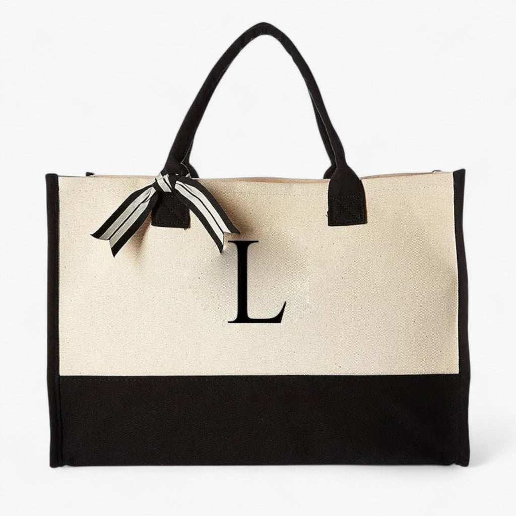 Reusable Canvas Cotton Initial Letter Tote Bag