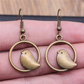 Handmade Vintage-Style Bird Charm Drop Earrings