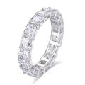 Emerald-Cut Zirconia Eternity Ring in Silver Tone