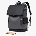 Waterproof PU Leather Laptop Backpack with USB Charger Port