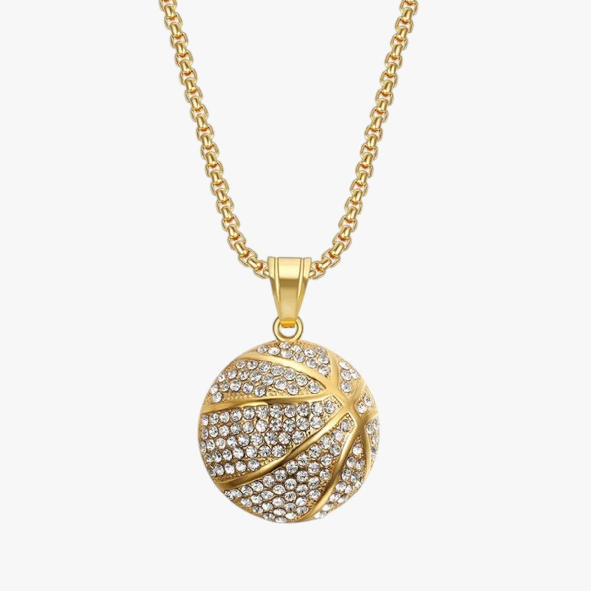 Basketball Pendant Necklace with Rhinestone Setting