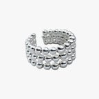 Geometrische ring met drie lagen in zilverkleur