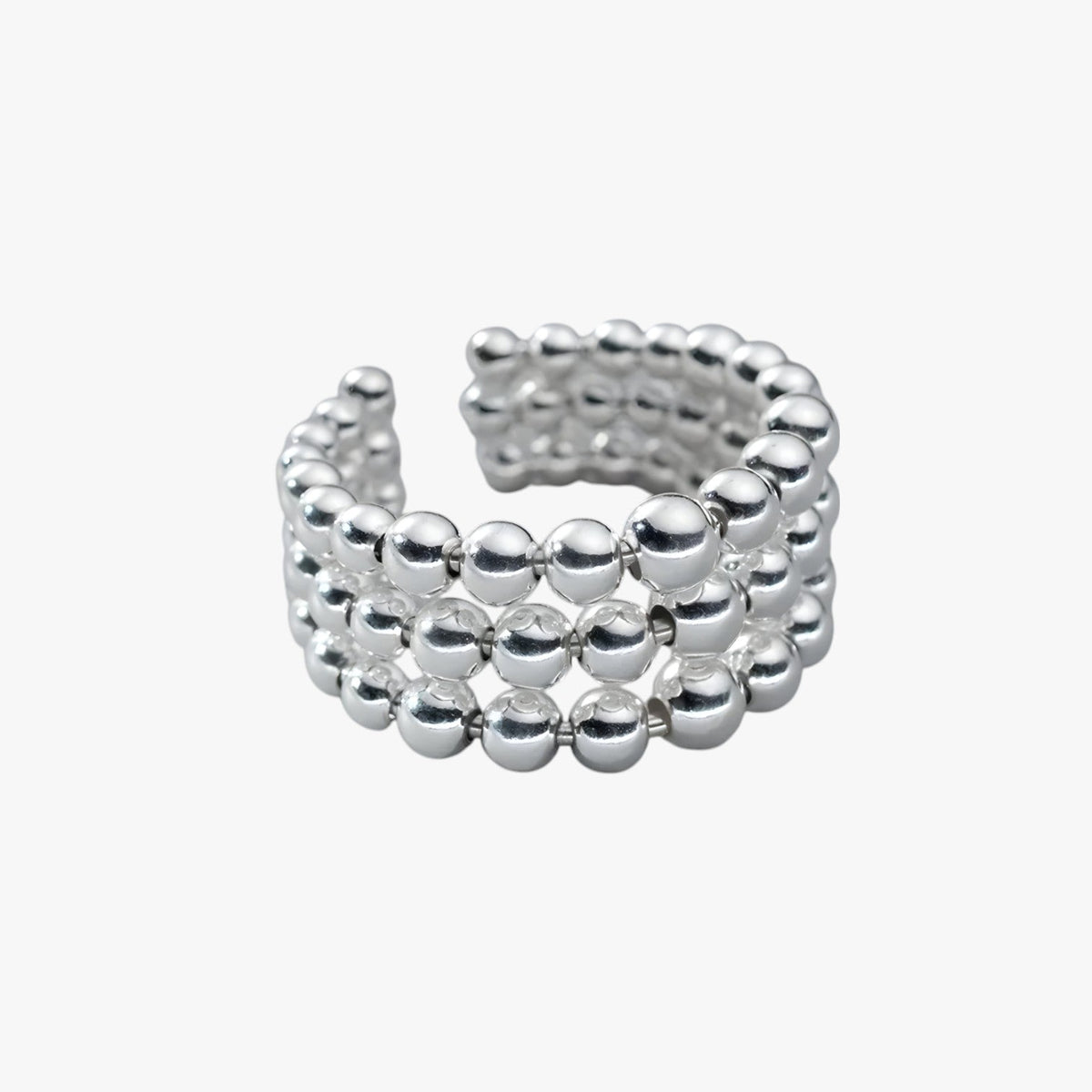 Geometrische ring met drie lagen in zilverkleur