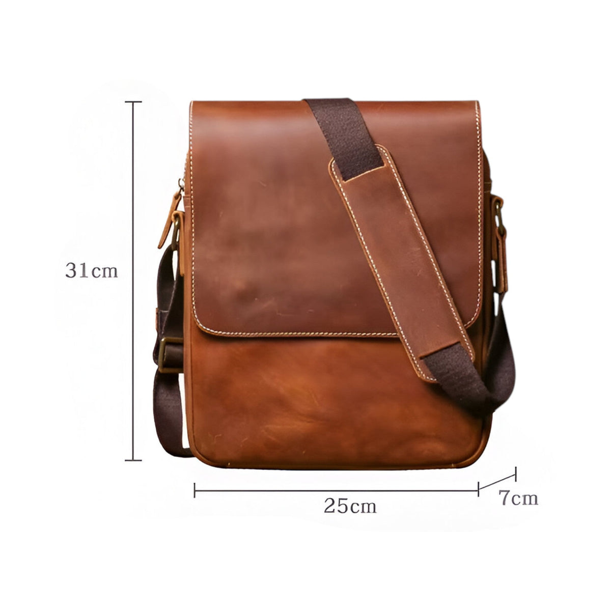 Compact Crazy Horse Leather Vintage Shoulder Bag