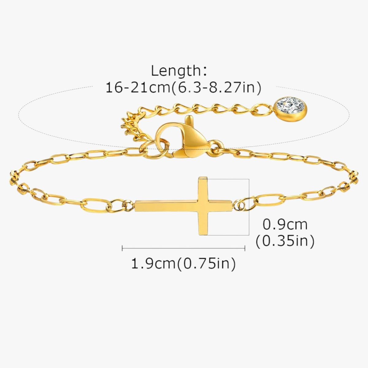 Armband met kruisbedel in waterdicht roestvrij staal