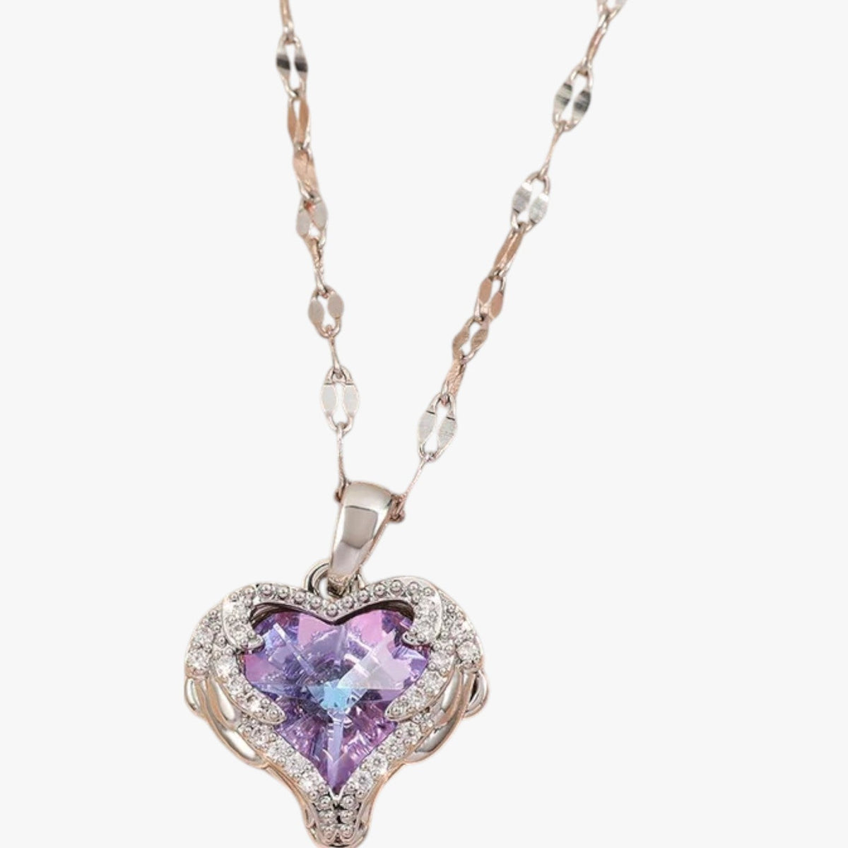 Heart Pendant Necklace with Set Crystal Stones