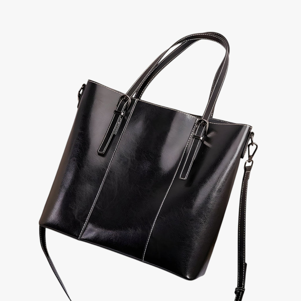 Spacious Leather Work Tote for Laptop and Documents