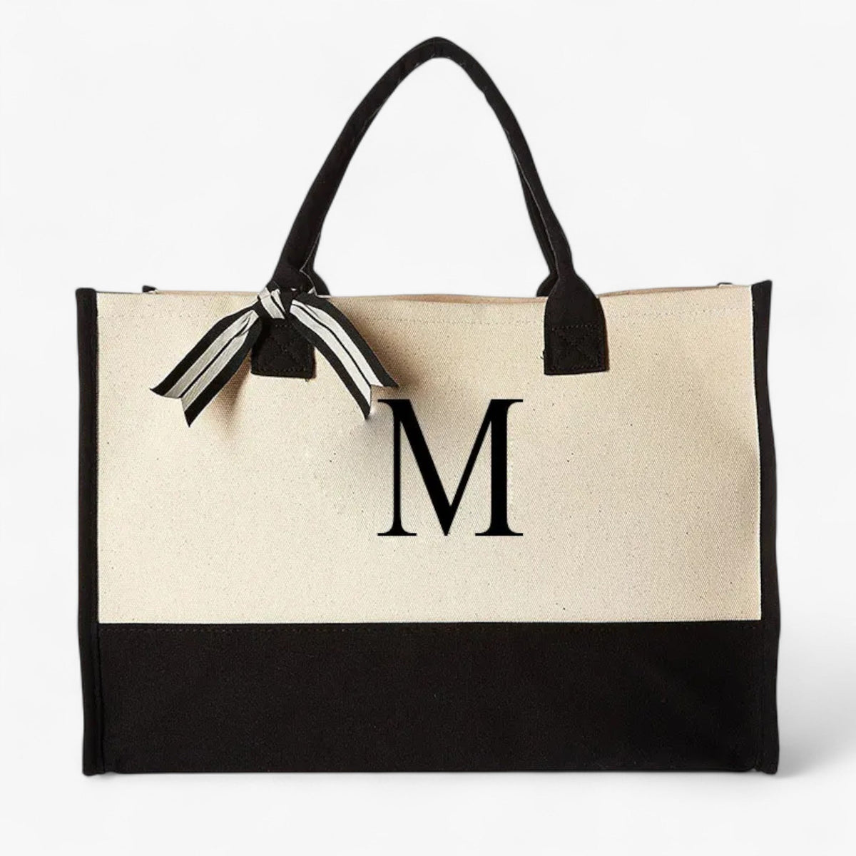 Reusable Canvas Cotton Initial Letter Tote Bag