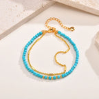 Gold-Tone Double Chain Turquoise Bracelet