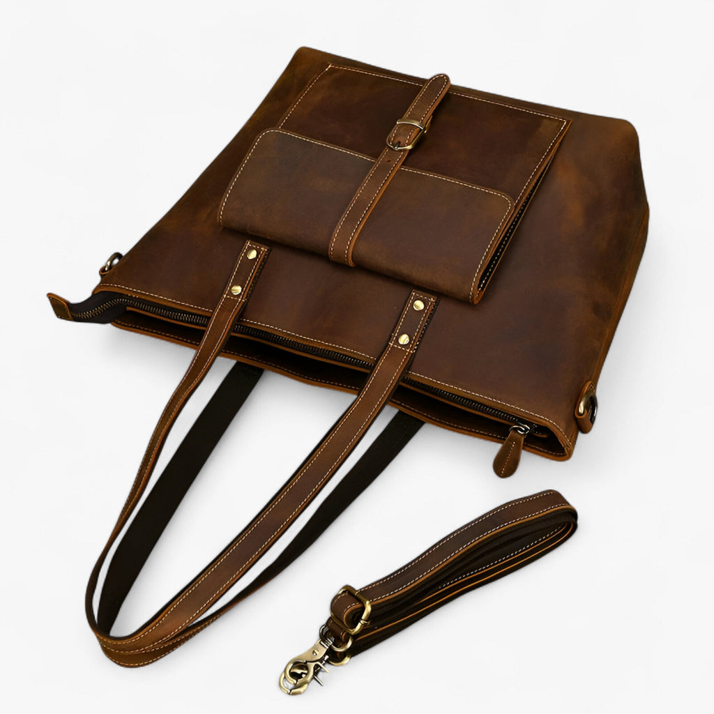 Ruime lichte shopper van echt leer voor dames