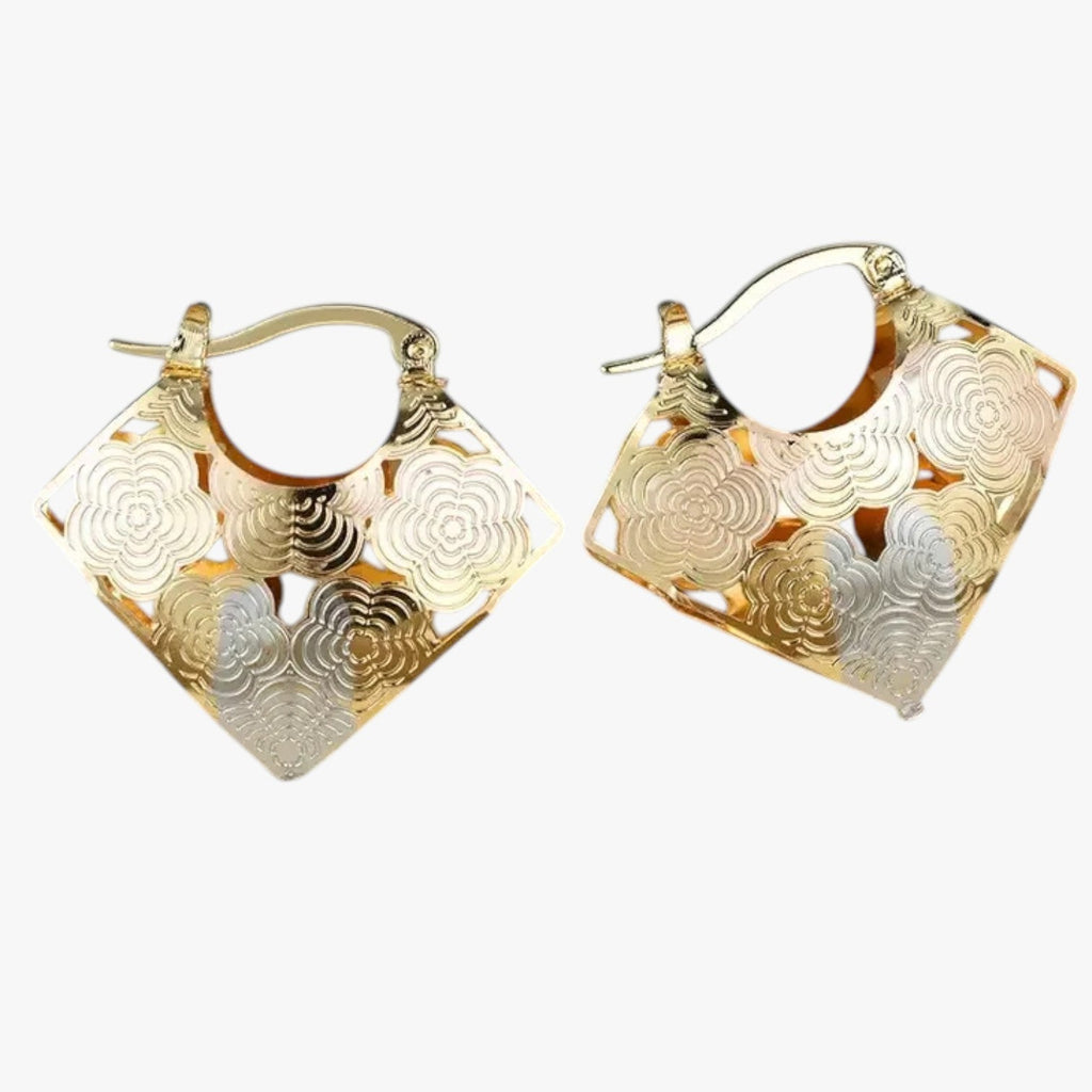 Multicoloured Flower Brooch with Gold-Tone Frame