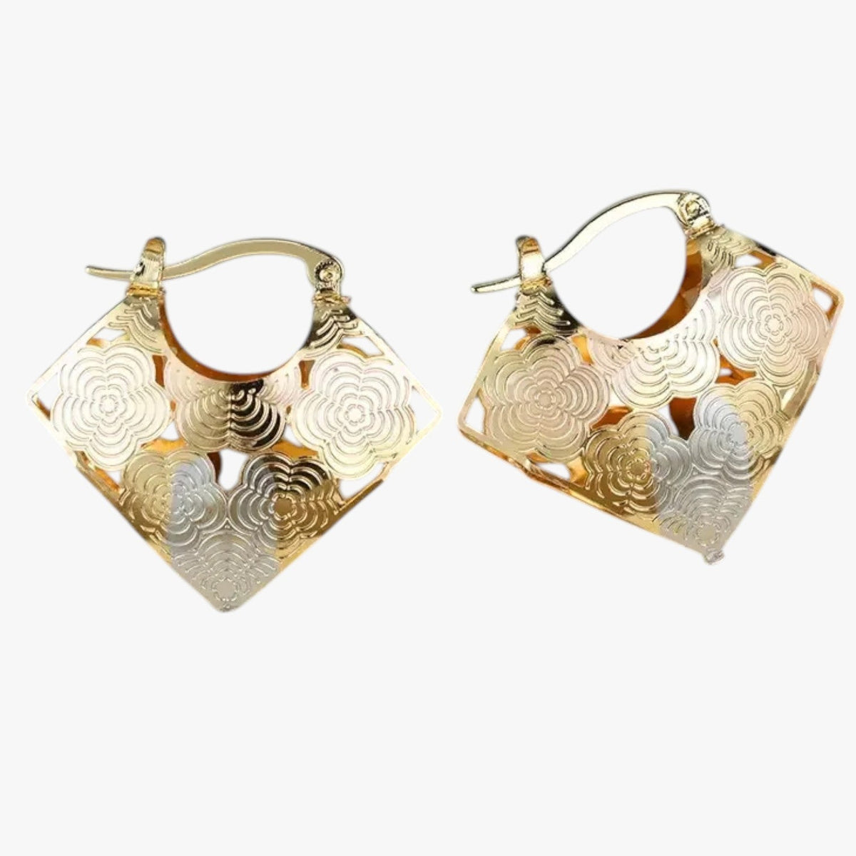 Multicoloured Flower Brooch with Gold-Tone Frame