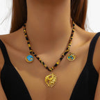 Leopard Charm Necklace with Gold-Tone Detailing