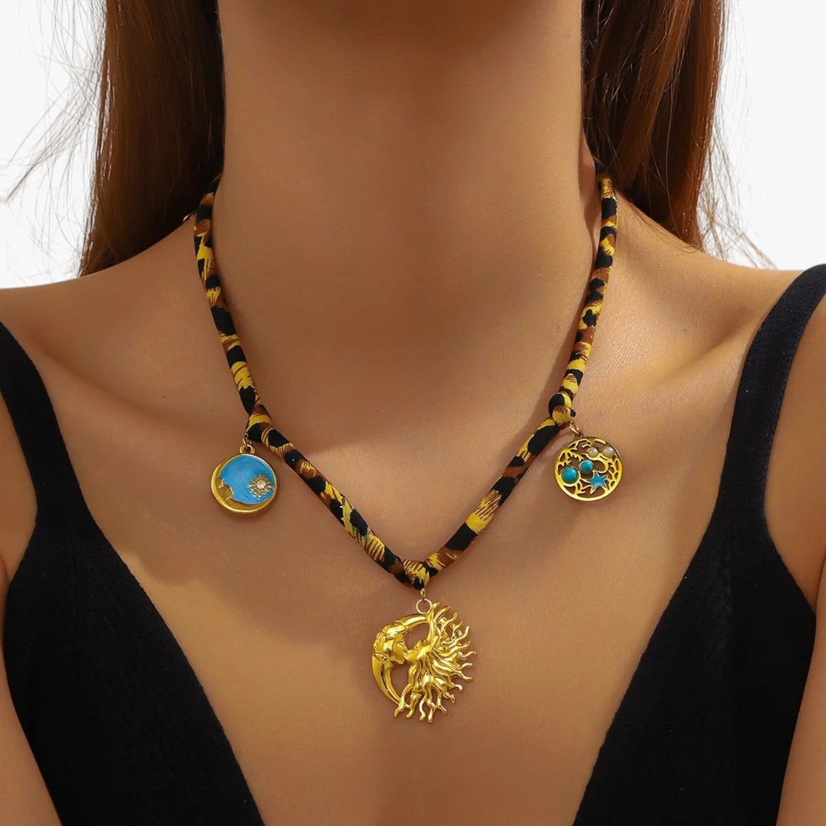 Leopard Charm Necklace with Gold-Tone Detailing