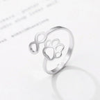 Adjustable Stainless Steel Infinity Paw Ring