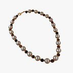 Tiger's Eye and Champagne Pearl Necklace, Gold-Tone