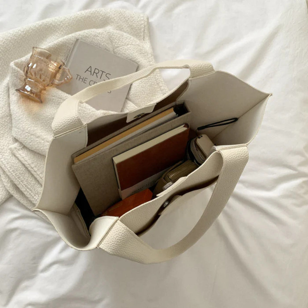 Minimalist Textured Vegan Leather Tote Shoulder Bag