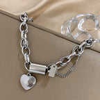 Chunky Heart Bracelet in Two Metal Tones