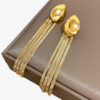 Long Tassel Drop Earrings with Polished Finish