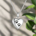 Heart-Shaped Pet Memorial Urn Pendant with Paw Engraving