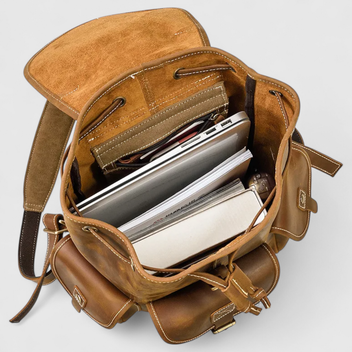 Premium Tanned Leather Backpack with Refined Finish