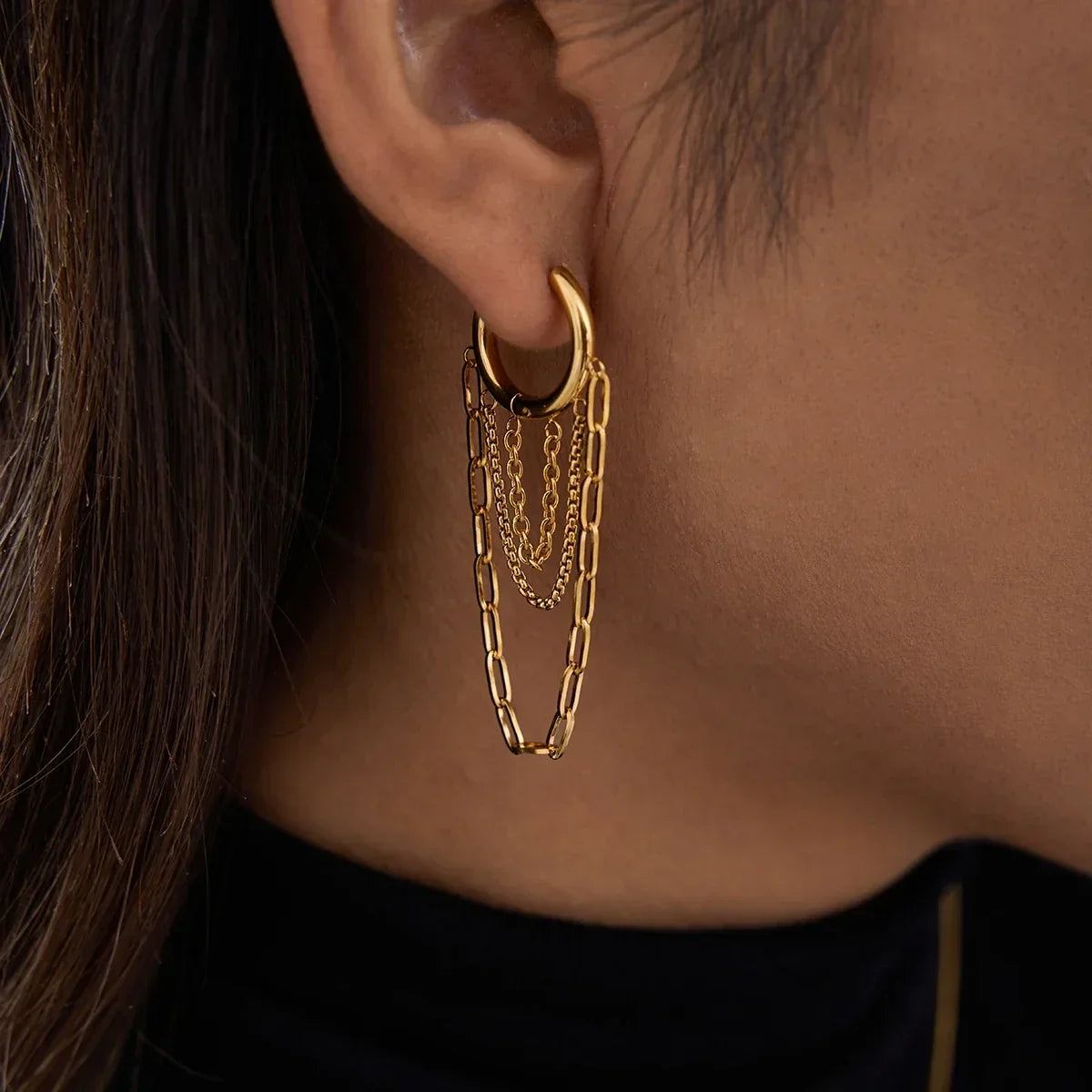 Gelaagde oorringen met ketting