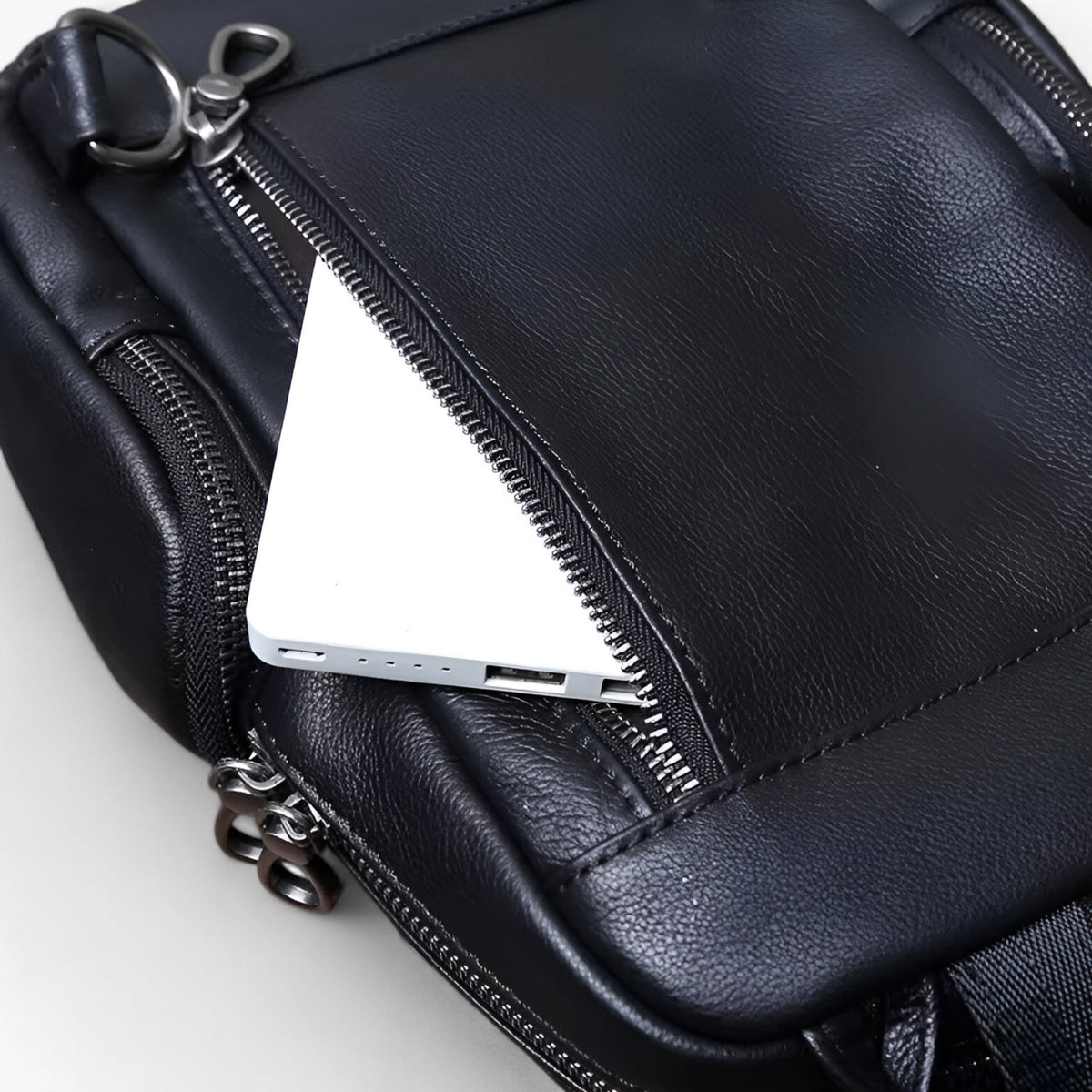 Men's Two-in-One Leather Chest Bag and Backpack