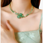 Jade Bead Choker in Soft Green