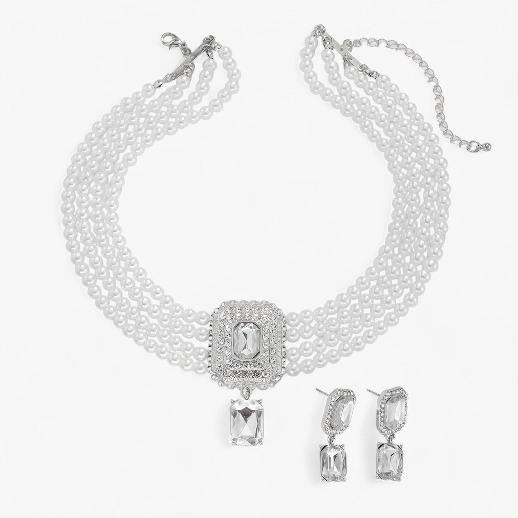 Multi-Layer Pearl Necklace and Earring Set
