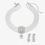 Multi-Layer Pearl Necklace and Earring Set