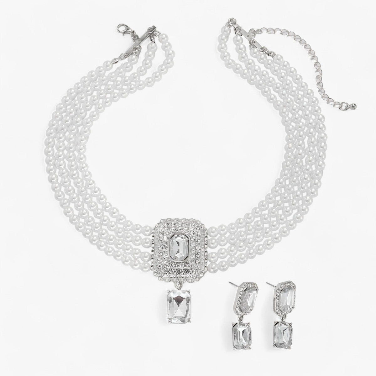 Multi-Layer Pearl Necklace and Earring Set