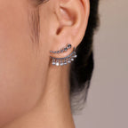 Arc Earrings with Bezel-Set Zircon Stones