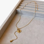Sunflower Pendant Necklace with Tiger's Eye Stone