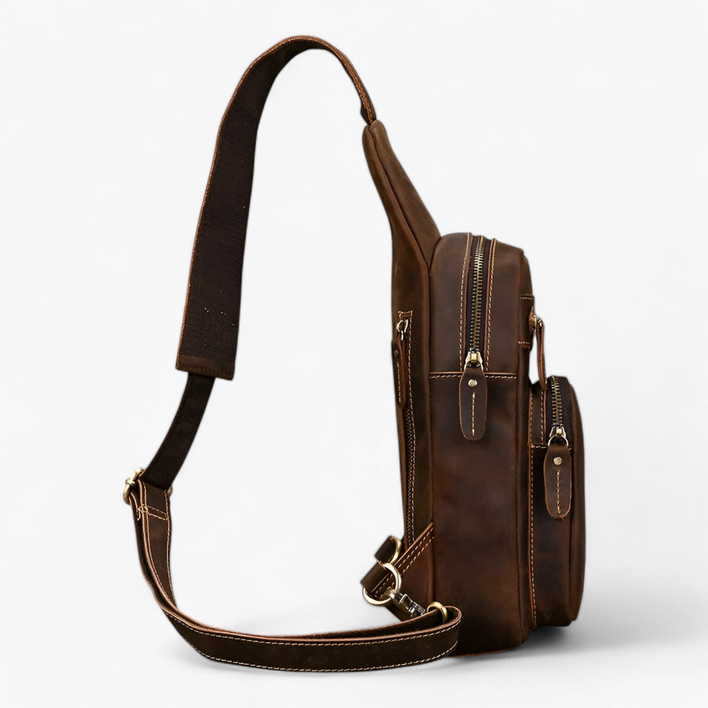 Men's Genuine Cowhide Leather Tablet Satchel Bag