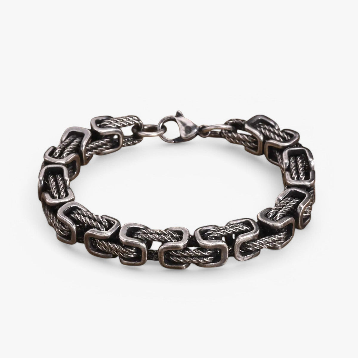 Byzantijnse schakelarmband van roestvrij staal, 19 cm